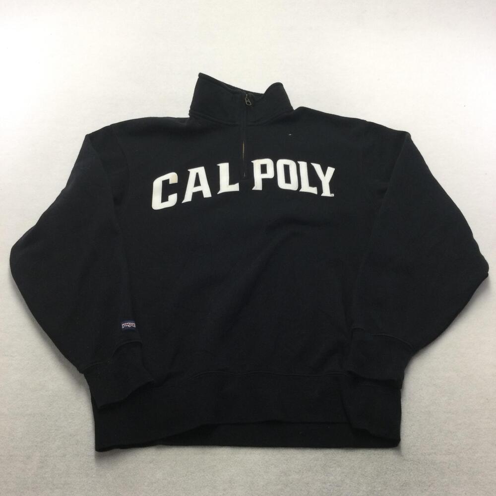 Cal Poly Mustangs Sweatshirt Mens Medium Black NCAA College Quarter Zip JanSport